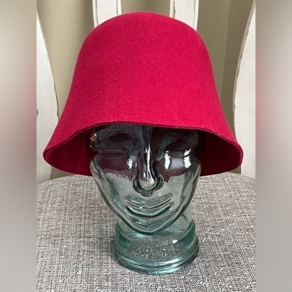 Anthropologie Fuchsia Pink Wool Felt Bucket Hat‎ One Size